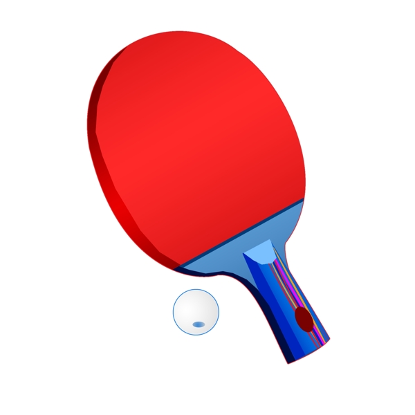 大红色的乒乓球拍插画