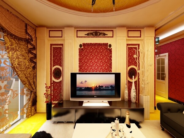 2018年流行欧式婚房设计家装客厅效果图