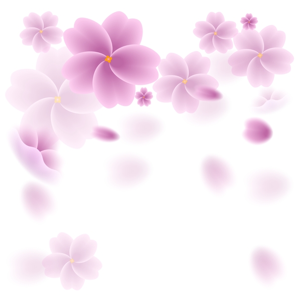 粉色系漂浮桃花花瓣花朵手绘