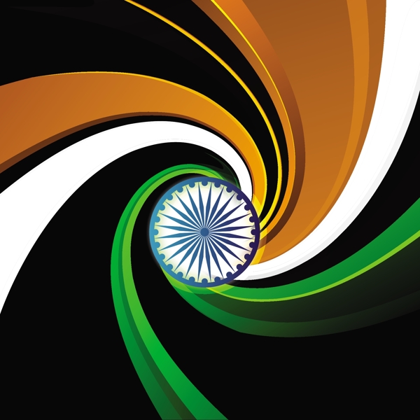印度国旗三色的漩涡