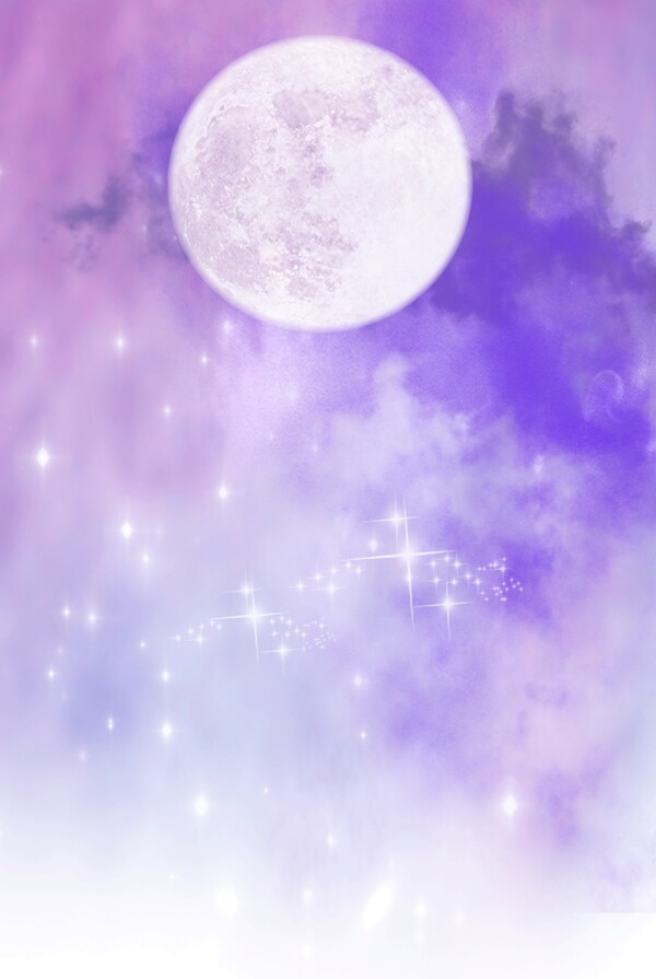 七夕佳节节日情人节紫色星空月亮