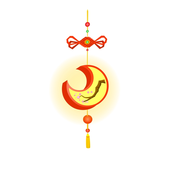 可商用高清新年喜庆月牙型灯笼元素
