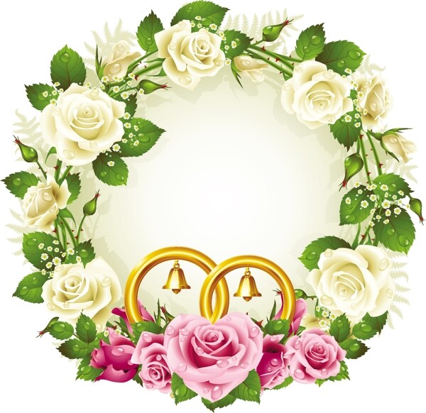 玫瑰花環(huán)邊框矢量素材