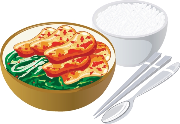 手繪美味飯食元素