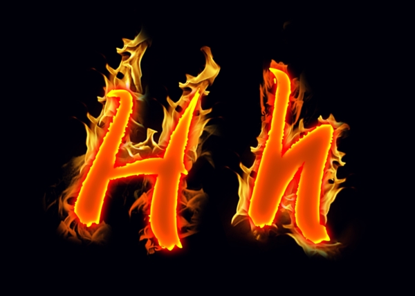 火焰英文字母Hh分层