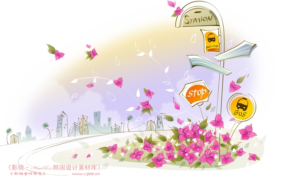 夢幻風景HanMaker韓國設計素材庫背景花紋底紋抽象線條