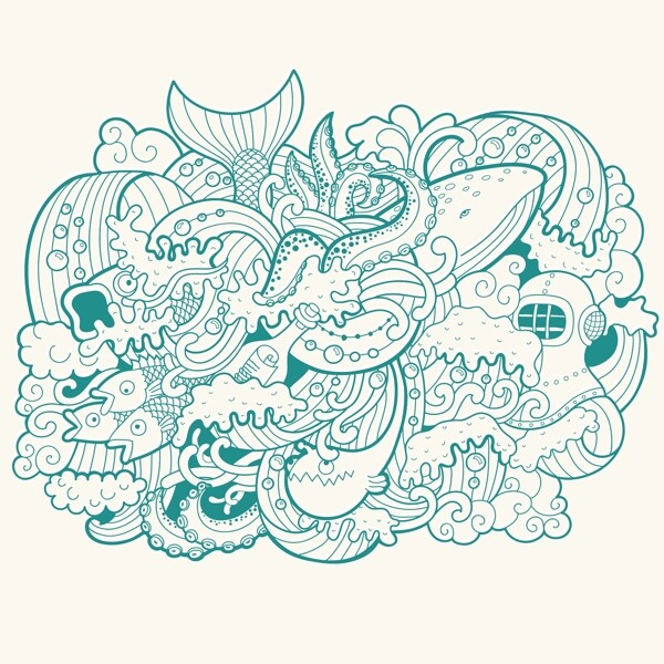 浪花中的魚