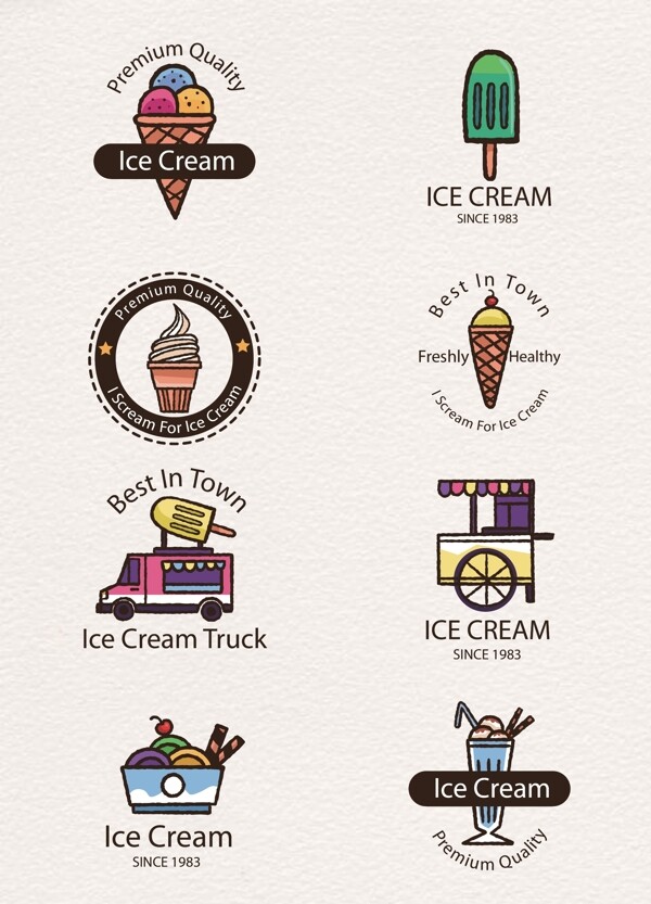 精致冰淇淋标志矢量素材