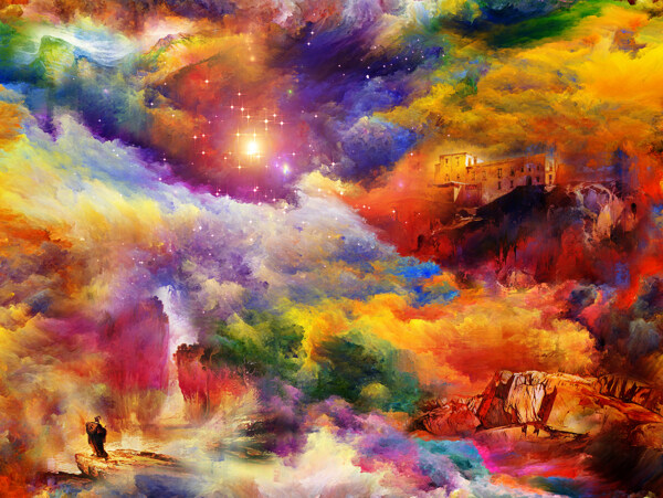 夢幻星空油畫
