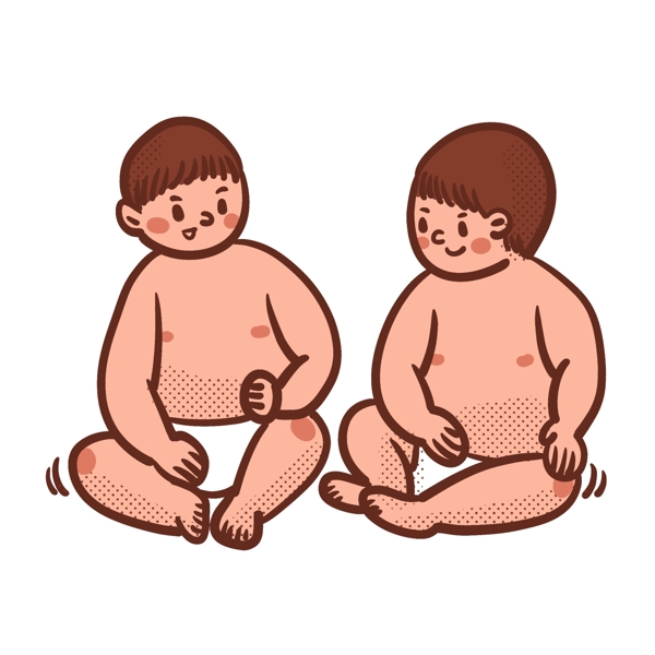 卡通矢量免抠可爱两个婴儿宝宝双胞胎