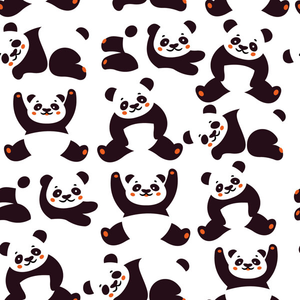 可爱呆萌熊猫壁纸图案装饰设计