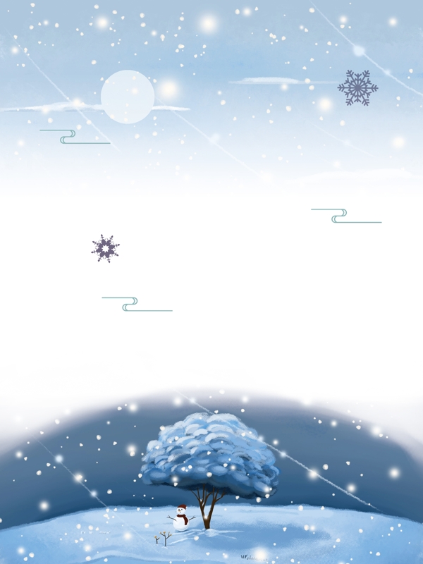 冬季雪景插画广告背景