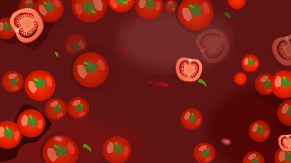 卡通红色番茄蔬菜背景设计