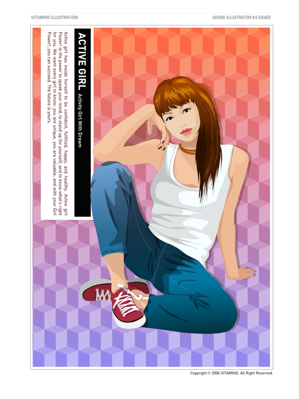 矢量人物活力女孩