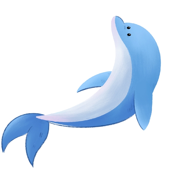 蓝色清新可爱小海豚插画元素