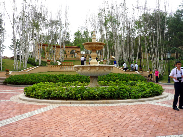 欧式别墅景观小品喷泉回廊图片
