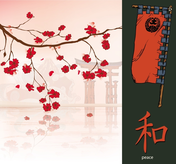 日本背景矢量插圖