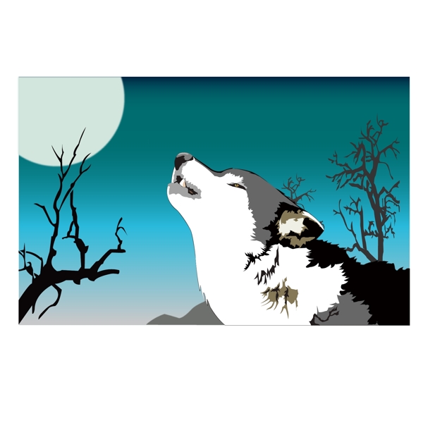 印花矢量圖靚仔裝動物個性潮流狼免費素材
