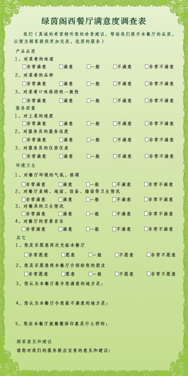 餐廳問卷
