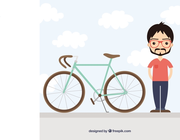 男人和一輛復(fù)古自行車