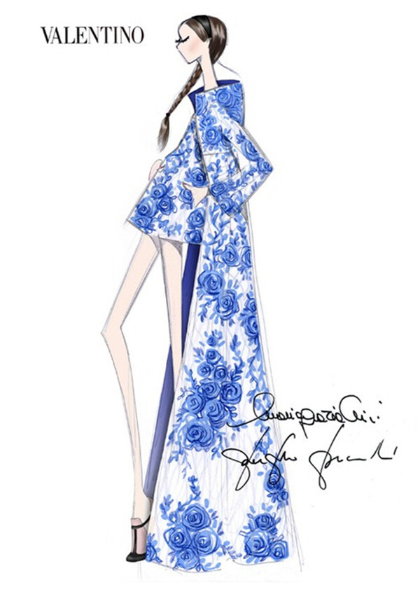 藍(lán)色青花瓷女裝設(shè)計(jì)圖