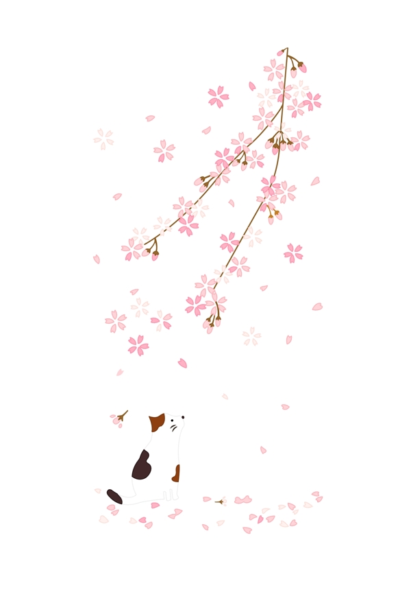 粉色樱花猫矢量画图高清