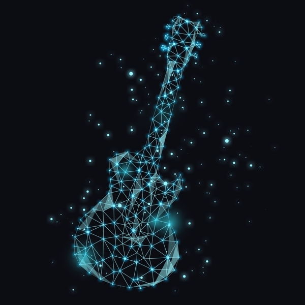 科技感发光点线吉他音符音乐符号可商用