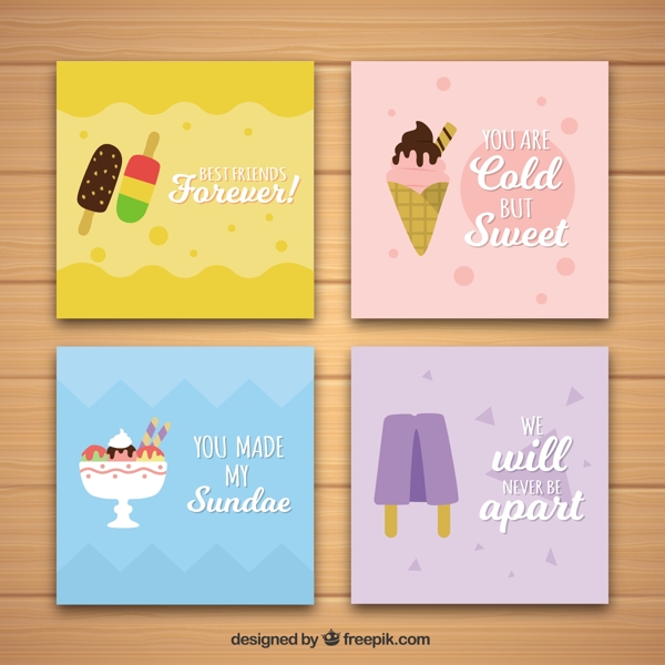 各种美味的冰淇淋插图装饰卡模板