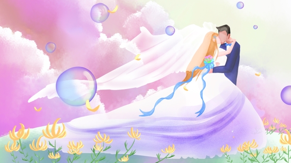 婚禮紫色浪漫泡泡雛菊
