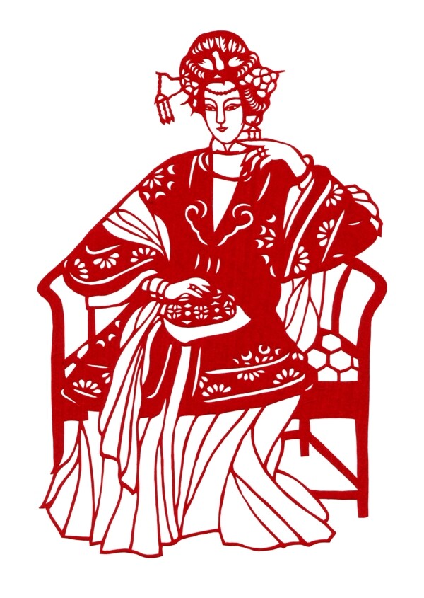 紅樓夢(mèng)人物剪紙PSD分層素材