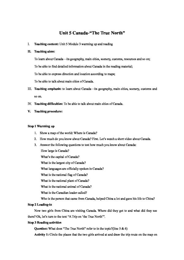 英語人教版Unit5warmingupandreading