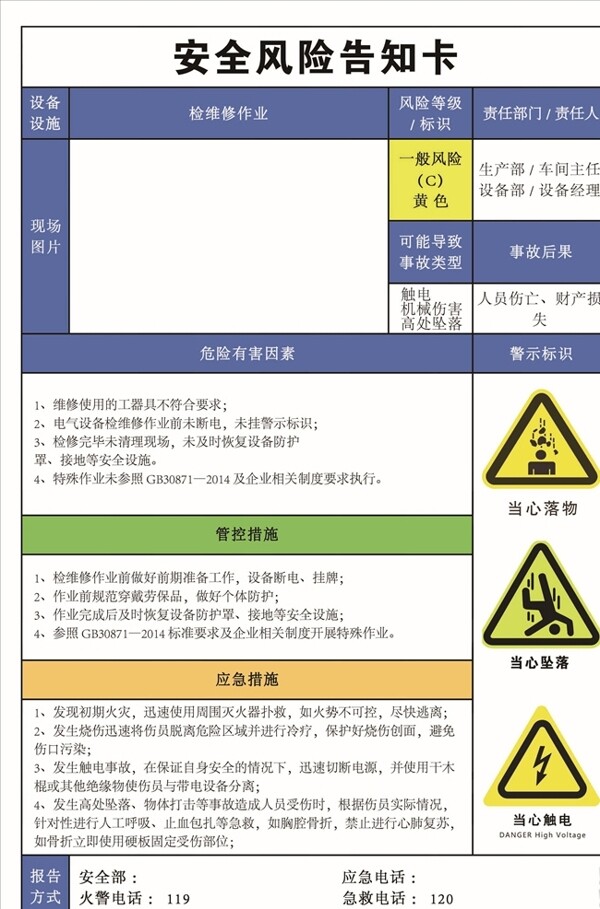 风险告知卡