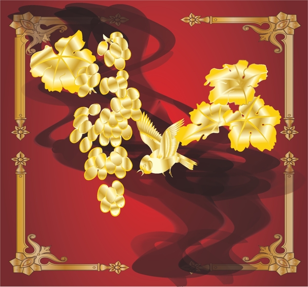 金色葡萄花紋