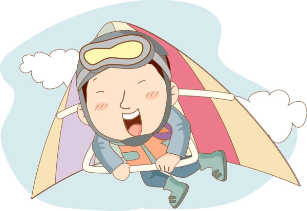卡通人物飛機云彩