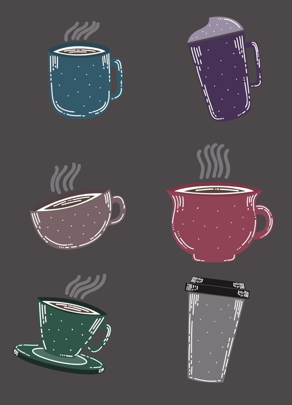 手繪可愛的咖啡杯插畫