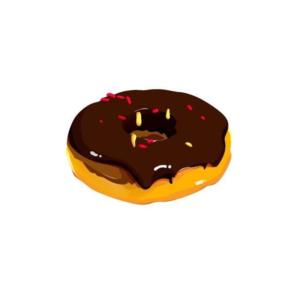 巧克力甜甜圈甜点美味美食卡通元素