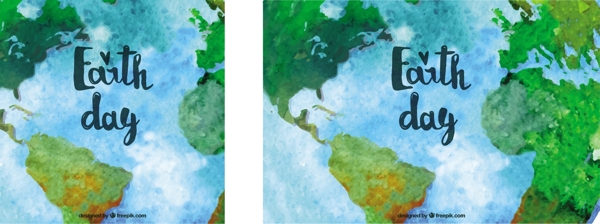 地球母亲日背景与水彩世界地图