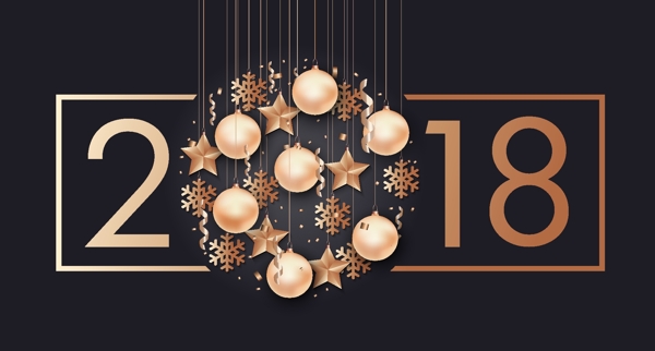 金色2018年圣誕節(jié)元素