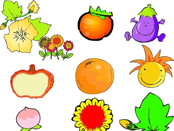 矢量卡通水果蔬菜植物图片