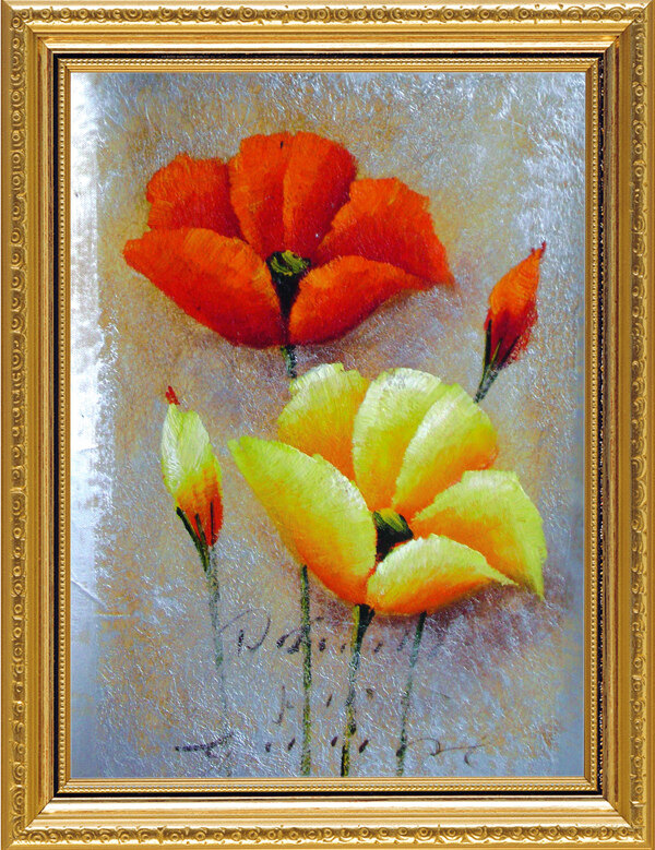 油画花卉相框图片