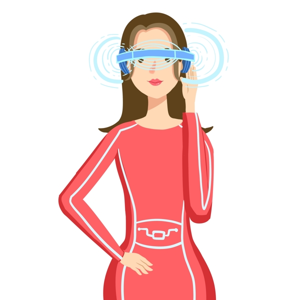 创意带着VR眼镜的时尚女性