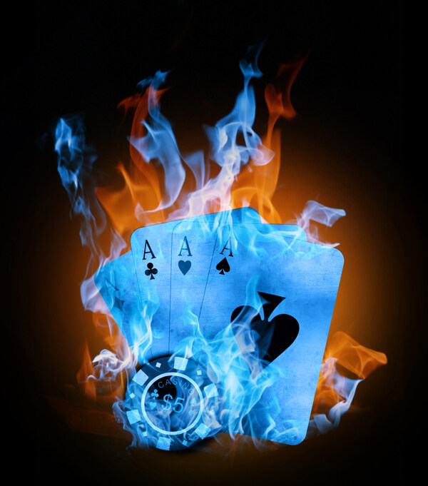 蓝色火焰与扑克图片