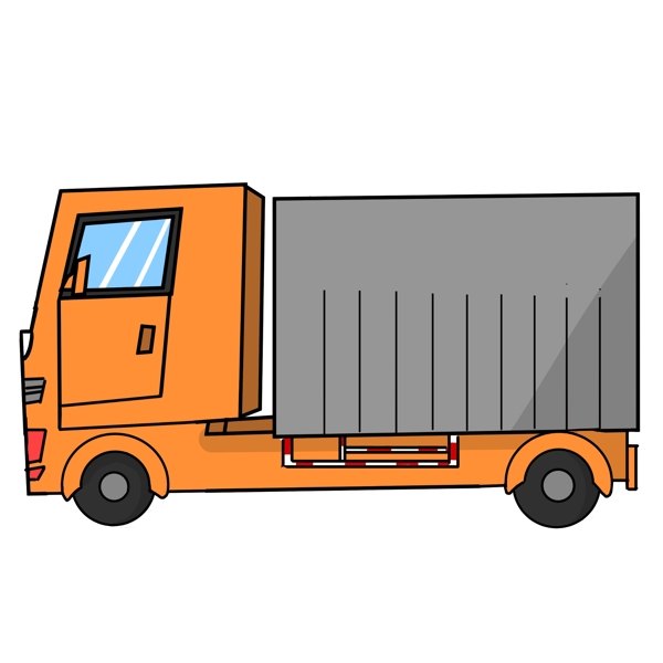 一辆橙色大货车插画