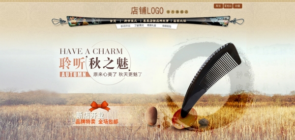 時尚梳子促銷海報模版