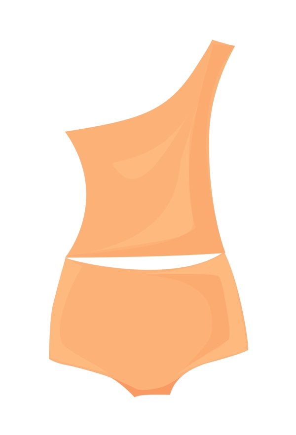 橙色单肩泳衣