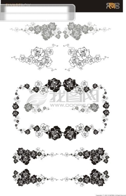 歐式玫瑰花整版
