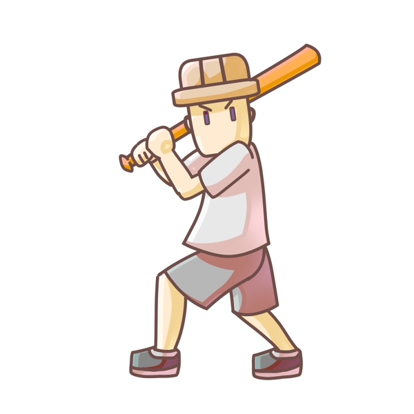 打棒球的小男孩插画
