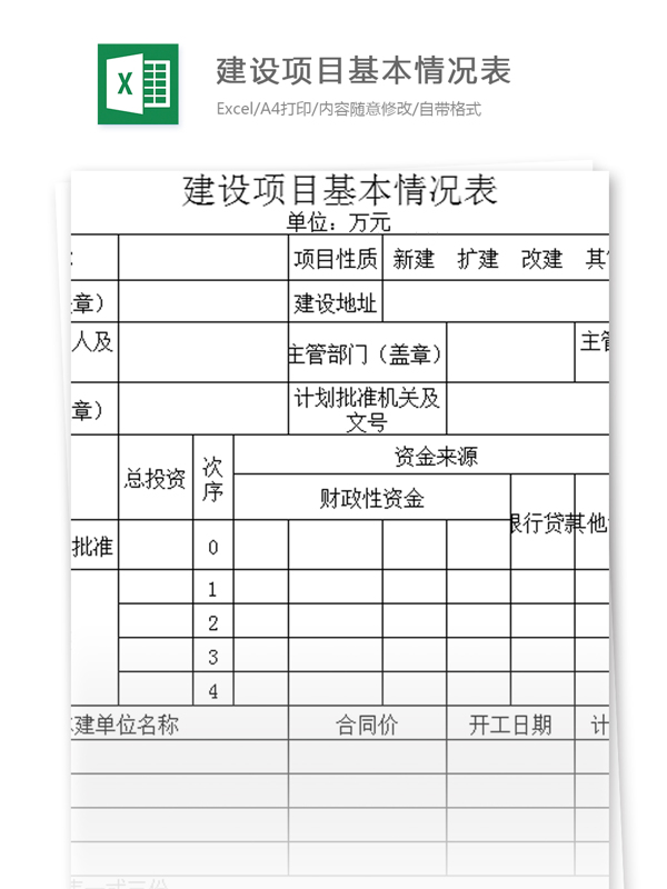 建設(shè)項(xiàng)目基本情況表excel模板
