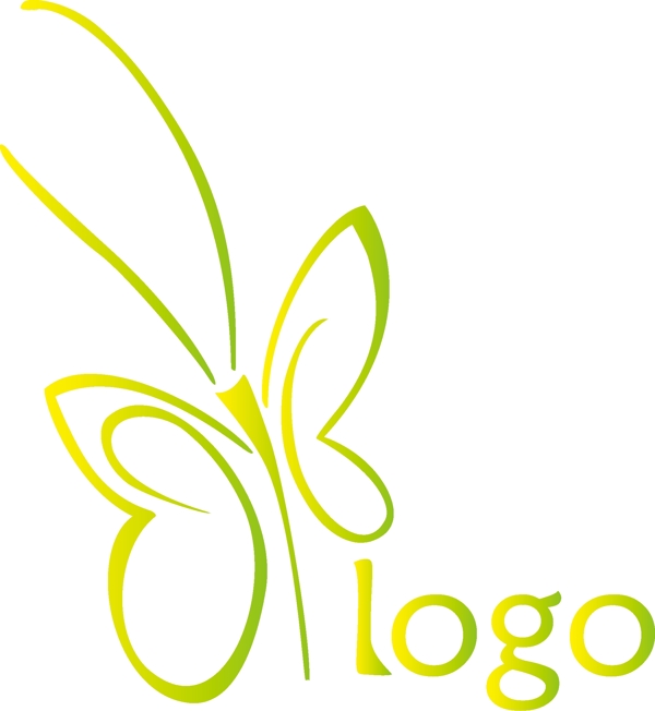 蝴蝶简约绿色logo