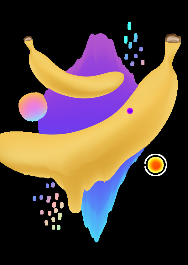 卡通创意融化香蕉png元素